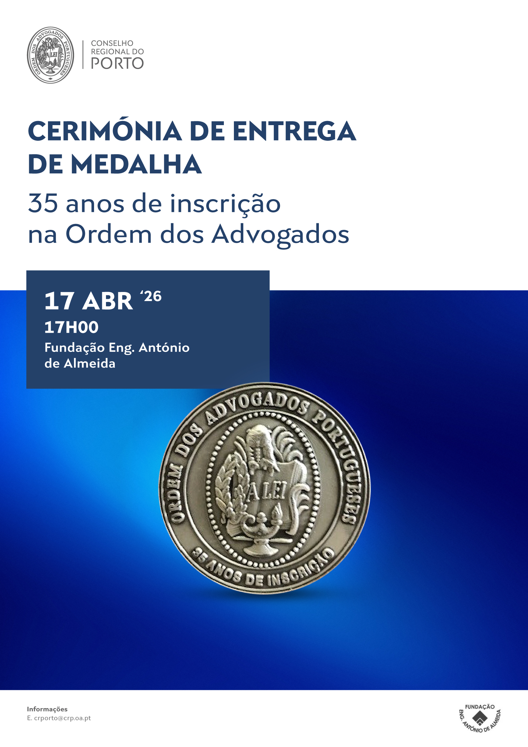 Cerimónia de Entrega de Medalha dos 35 anos de inscrição na Ordem dos Advogados
